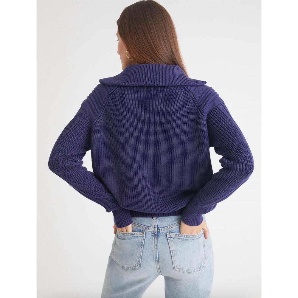 NEW 525 AMERICA nina 3/4 zip sweater in indigo - Picture 2 of 3